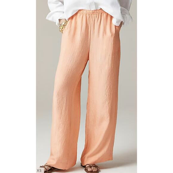 J.Crew Stratus Pants Naia WMNS SZ L Pink Textured Satin CC472 High Rise Wide Leg - Picture 1 of 8